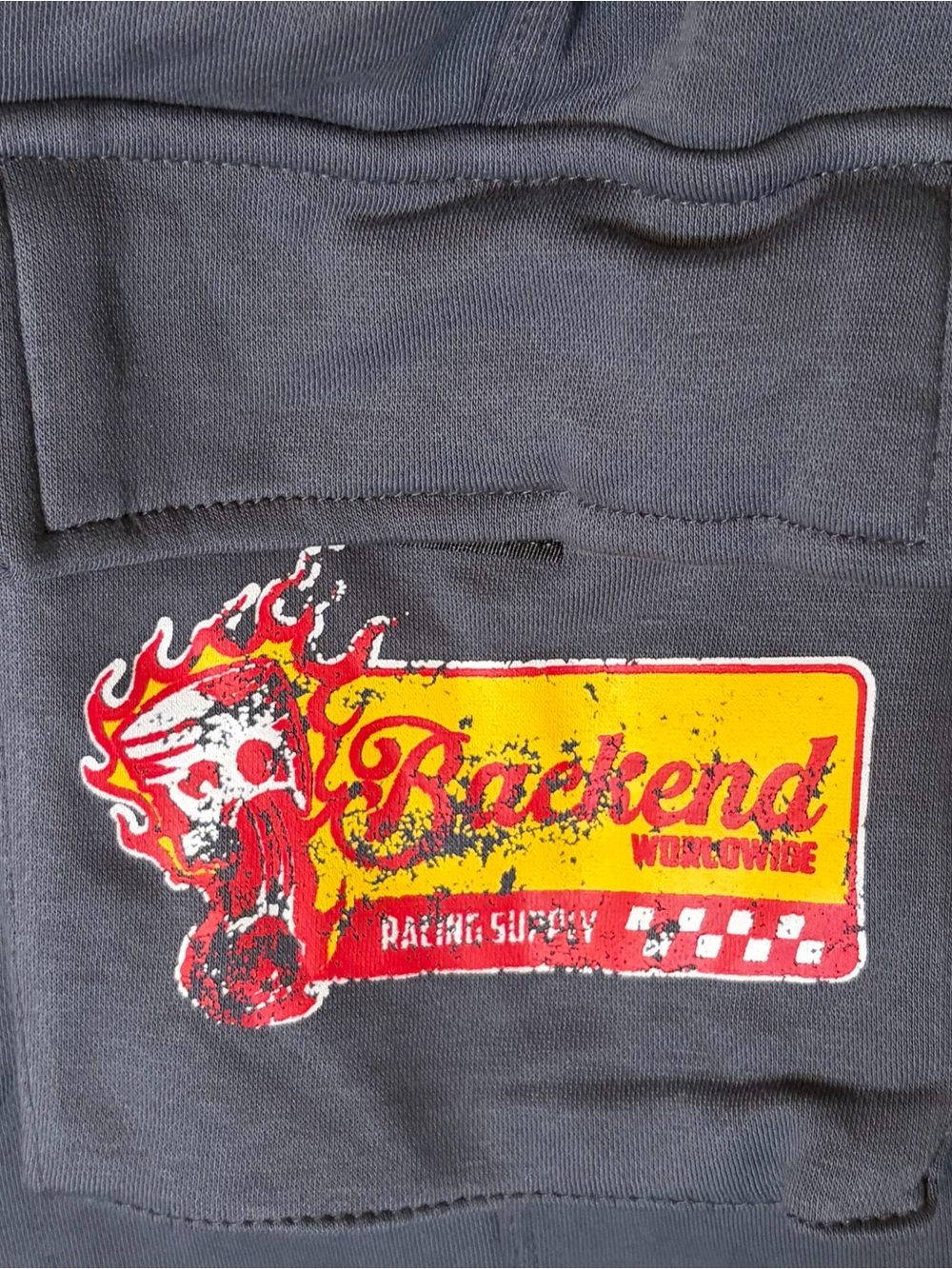 Backend Original Gray Racing Team Athletic Cargo Shorts for Men - Picture 7 of 10